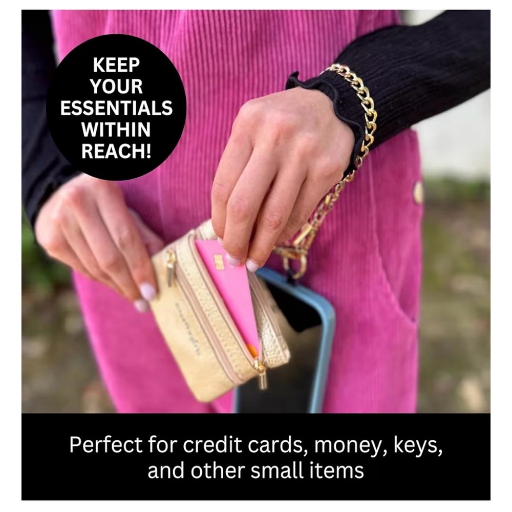 NEW: Save the Girls Clip and Go Phone Metal Chain with Pouch (Silver) - Picture 4 of 6